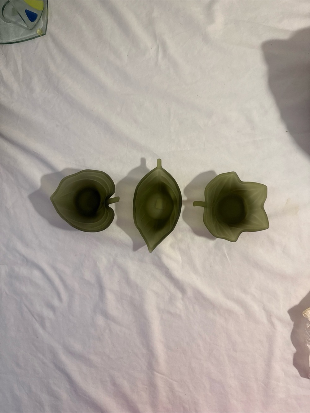 Partylite Vintage Retired Natures Garden Green Leaf Tealight Candle Holders Trio